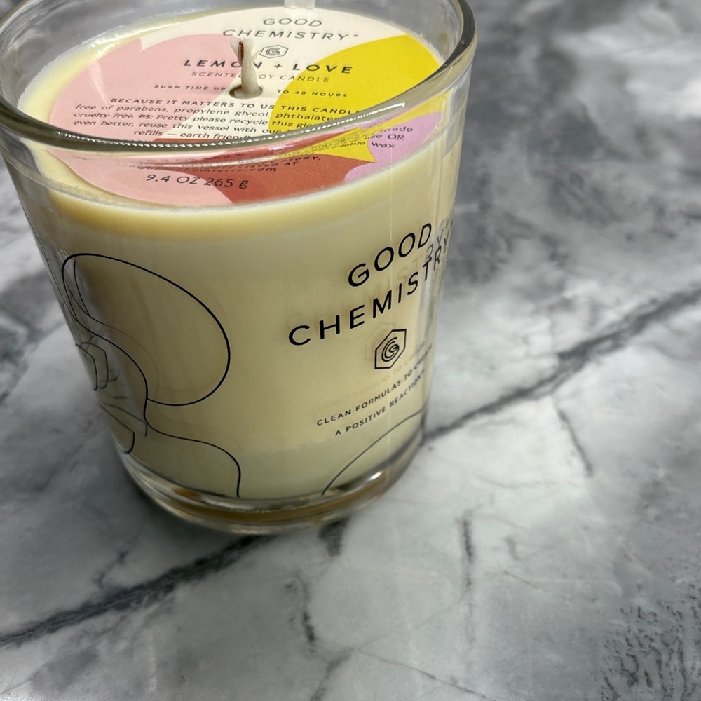 Good Chemistry Lemon + Love Scented Soy Candle - Pink, Yellow, Cream - Picture 6 of 6